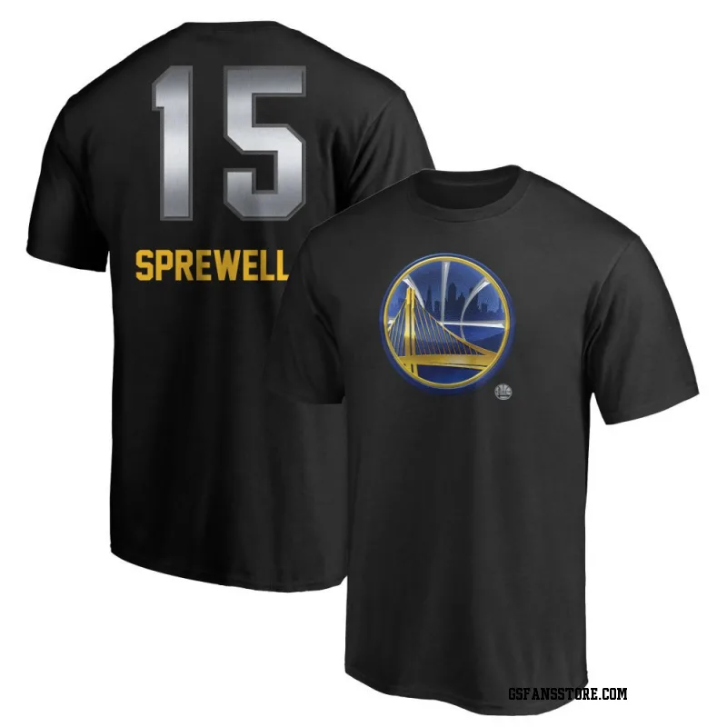 Gold Men's Latrell Sprewell Golden State Warriors Black Midnight Mascot T-Shirt