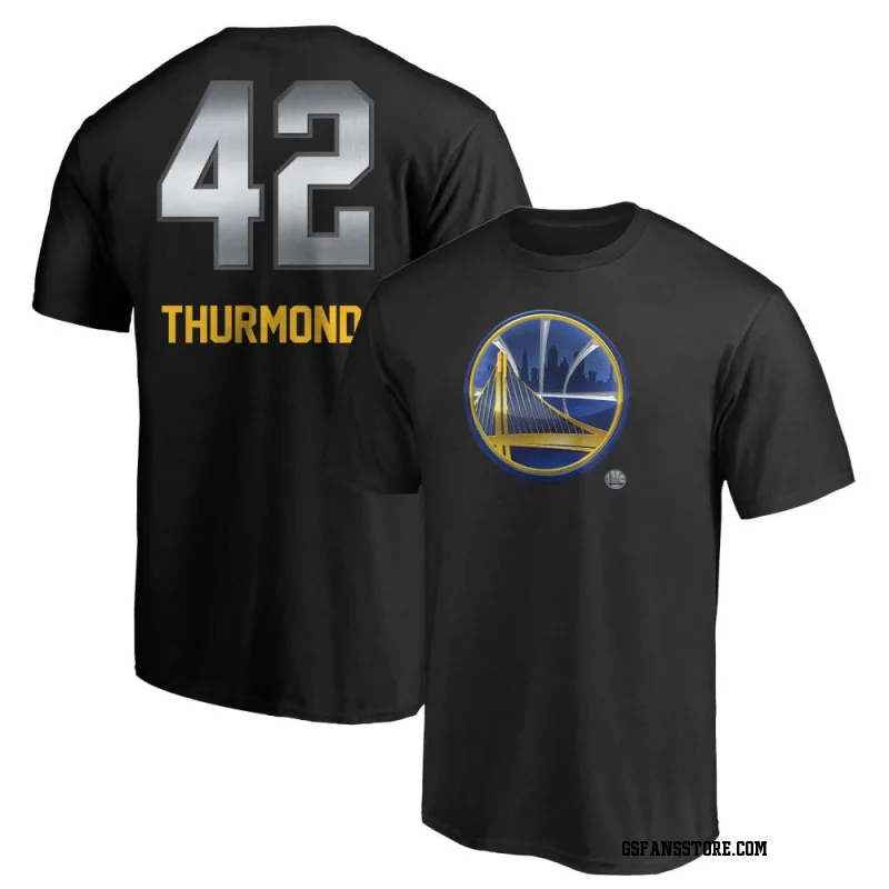 Gold Men's Nate Thurmond Golden State Warriors Black Midnight Mascot T-Shirt