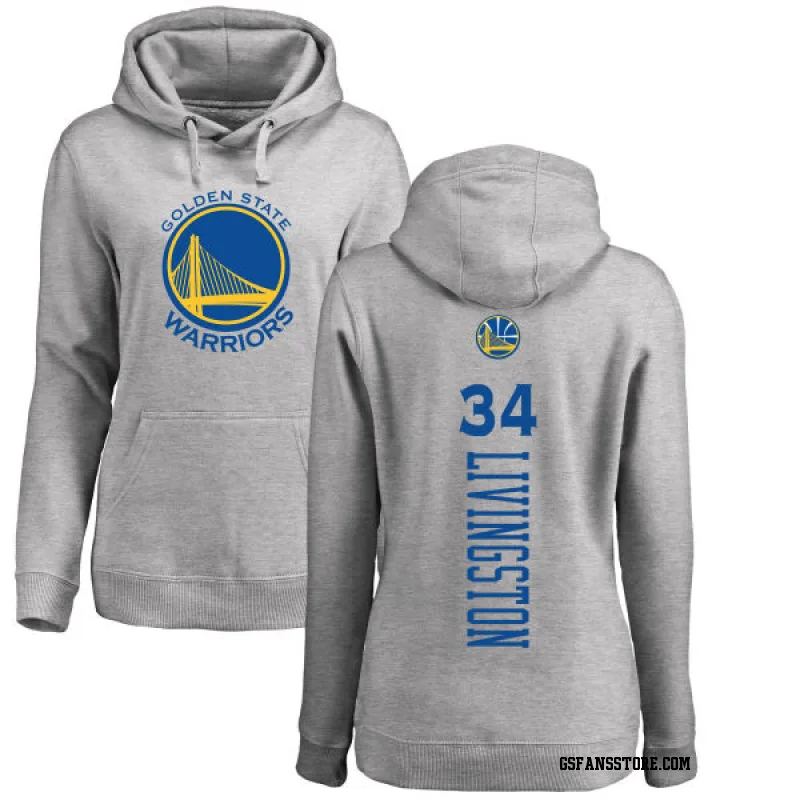 Gold Women's Shaun Livingston Golden State Warriors Ash Backer Pullover Hoodie