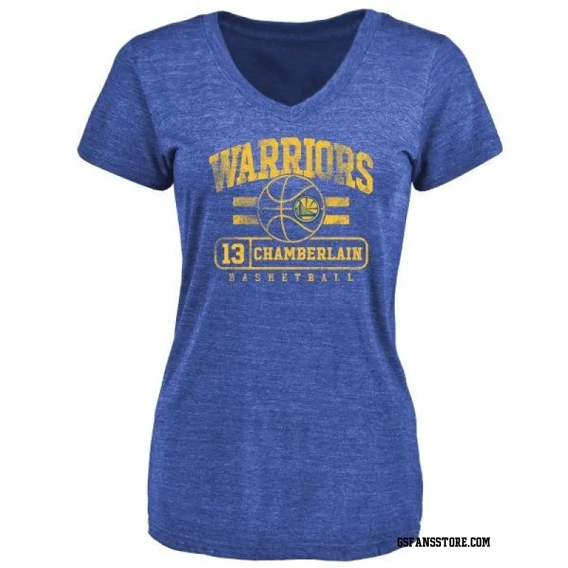 Gold Women's Wilt Chamberlain Golden State Warriors Royal Baseline T-Shirt