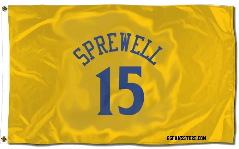 Gold en State Warriors  Latrell Sprewell  Flag (3 X 5)