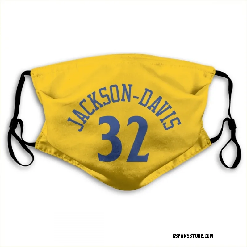 Gold en State Warriors  Trayce Jackson-Davis  Face Mask (With 2 Free PM2.5 Filters)