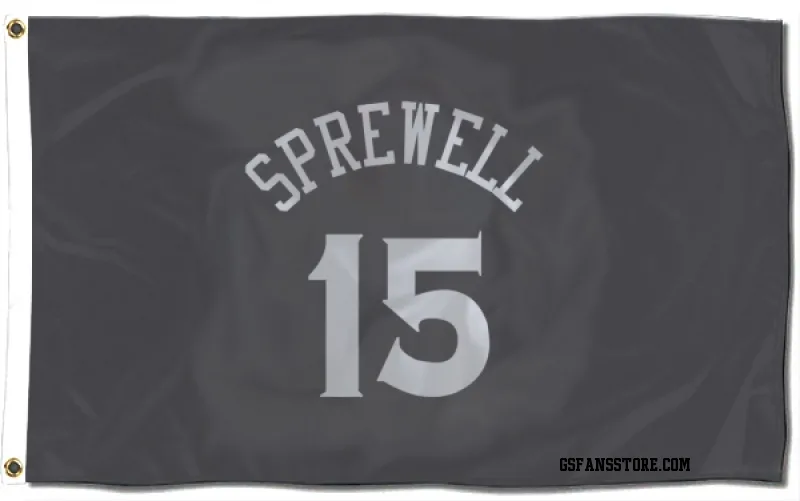 Gray Golden State Warriors  Latrell Sprewell  Flag (3 X 5)