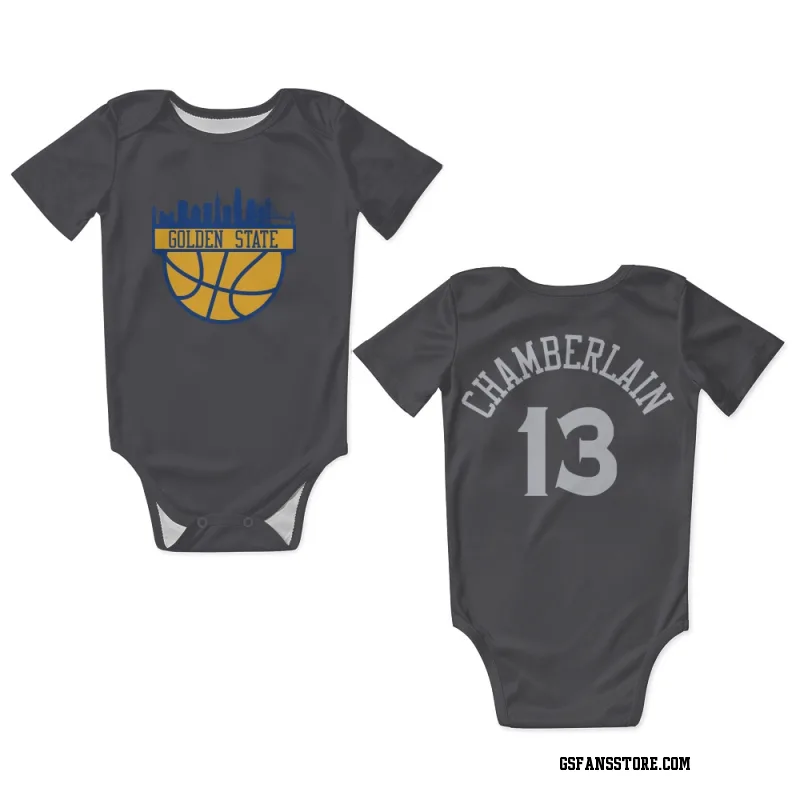 Gray Golden State Warriors  Wilt Chamberlain  Newborn & Infant Bodysuit