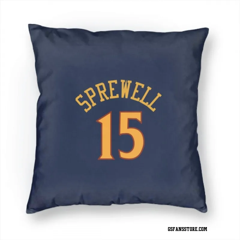 Navy Golden State Warriors  Latrell Sprewell  Pillow Cover (18 X 18)